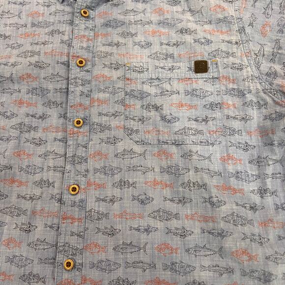 Solaris Shirt Men’s XL Blue Fish All Over Design Short Sleeve Fishing Camp Shirt - Picture 4 of 10